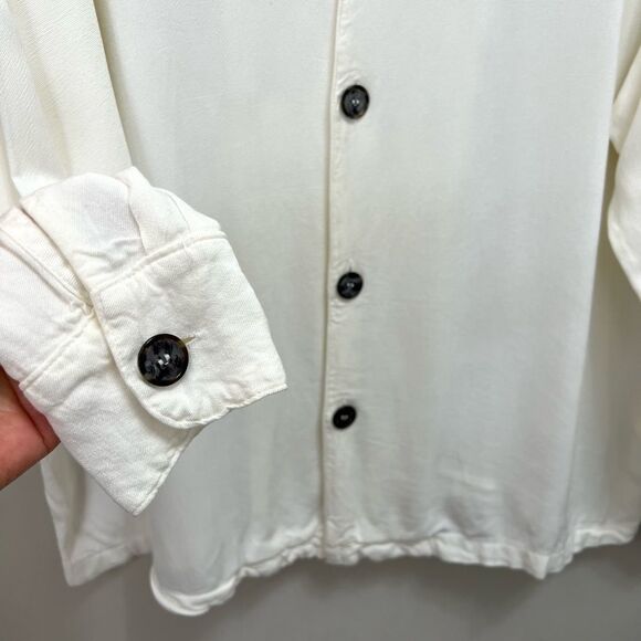 NWT CP Shades Blouse Button Up Long Sleeves Ivory Cream Size M - Picture 5 of 8